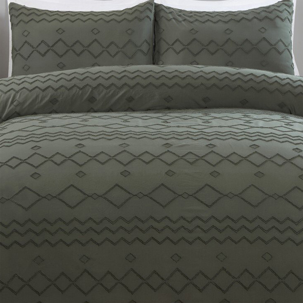 Adah Tufted Geo Duvet Cover and Pillowcase Set - Charcoal / King Image 6