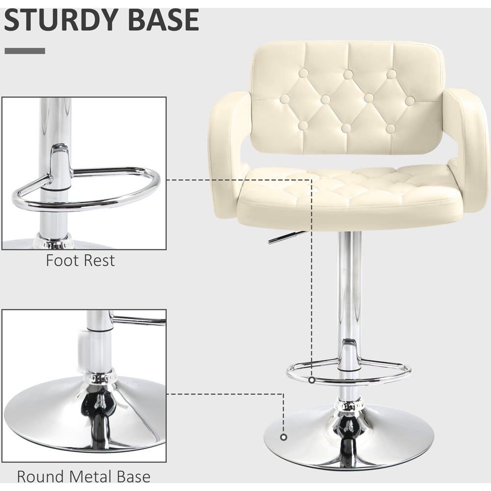 Portland Cream PU Leather Height Adjustable Swivel Bar Stool Image 7