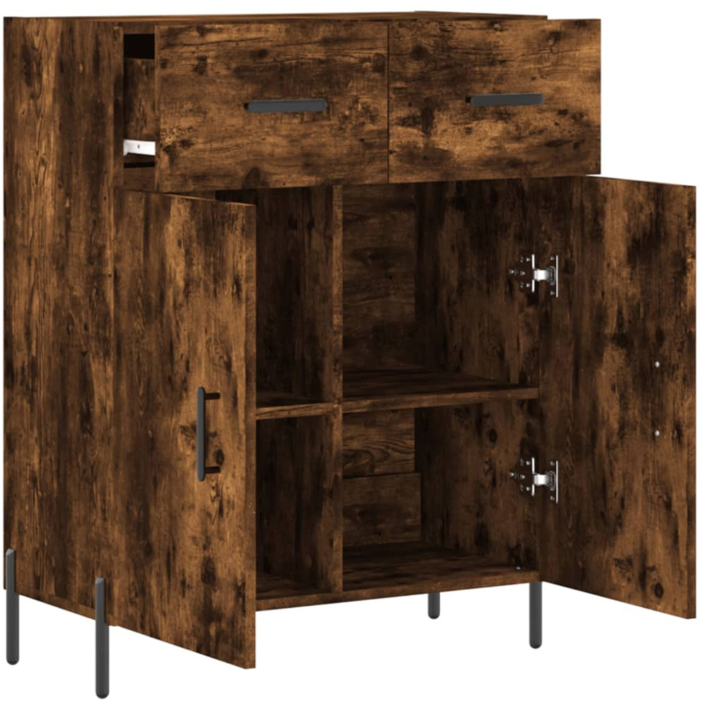 vidaXL 2 Door 2 Drawer Smoked Oak Sideboard with Metal Legs Image 5