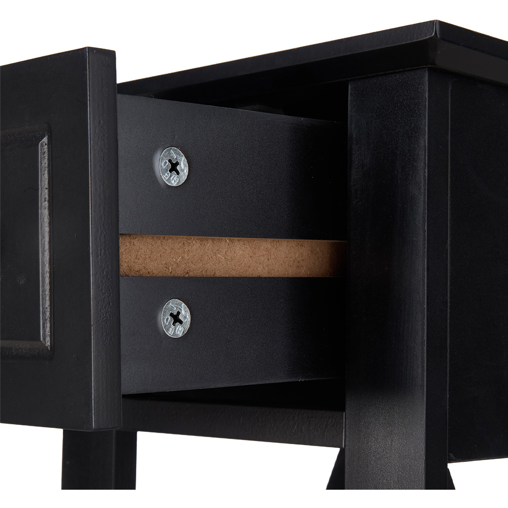 Living and Home Single Drawer Single Shelf Black Bedside Table Image 5