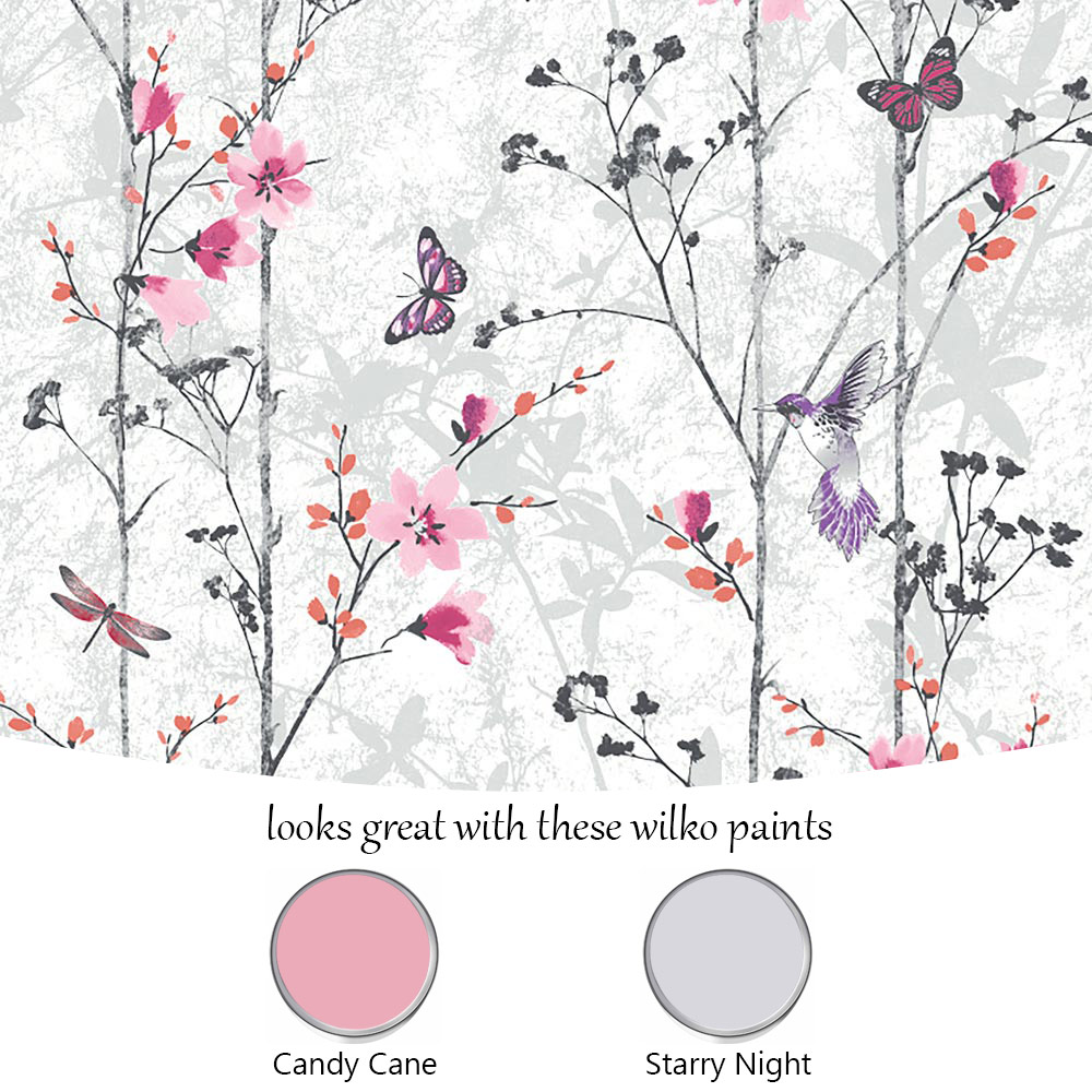 Muriva Eden Pink Wallpaper Image 4