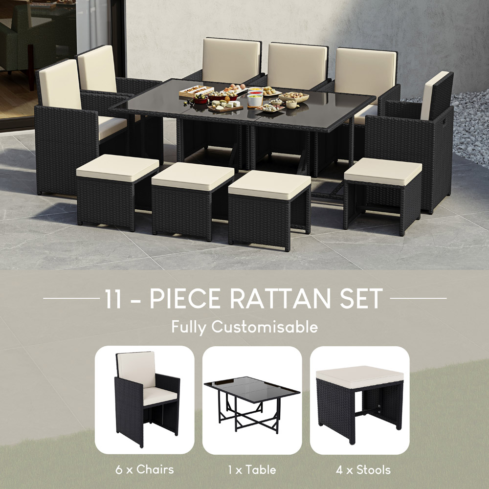 GARDEN VIDA Cuba Rattan Effect 10 Seater Garden Dining Set Black Image 6