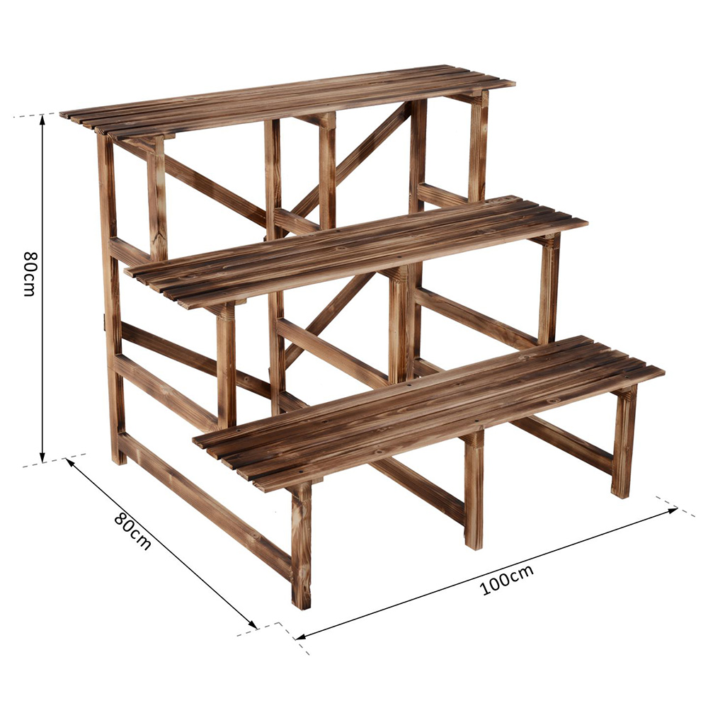 Outsunny 3 Tier Wooden Planter Stand Image 5