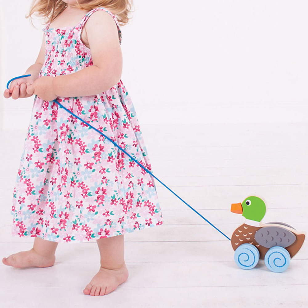 Bigjigs Toys Kids Wooden Pull Along Duck