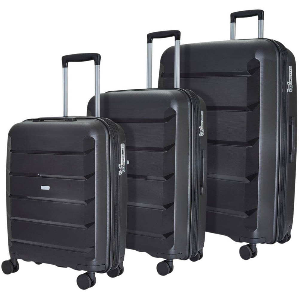 Rock Tulum Set of 3 Black Hardshell Expandable Suitcases Image 1