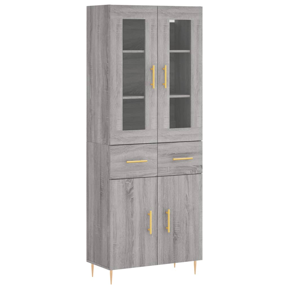 vidaXL 4 Door 2 Drawer Grey Sonoma Highboard Image 2