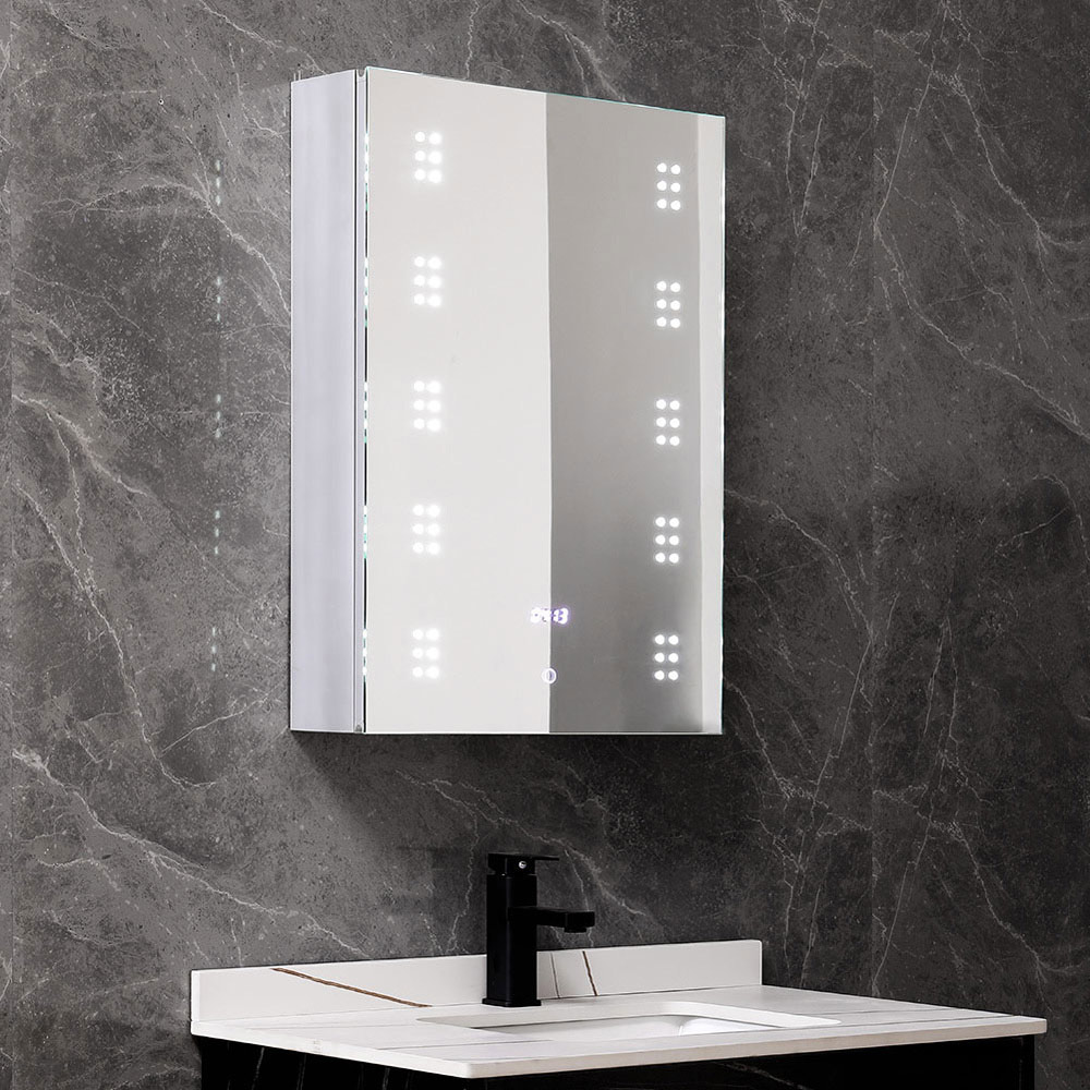 Living and Home White LED Mirror Bathroom Cabinet with Sensor Switch Image 5