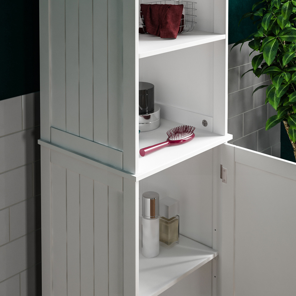 Lassic Bath Vida Priano White Single Door 3 Shelf Tall Floor Cabinet Image 4