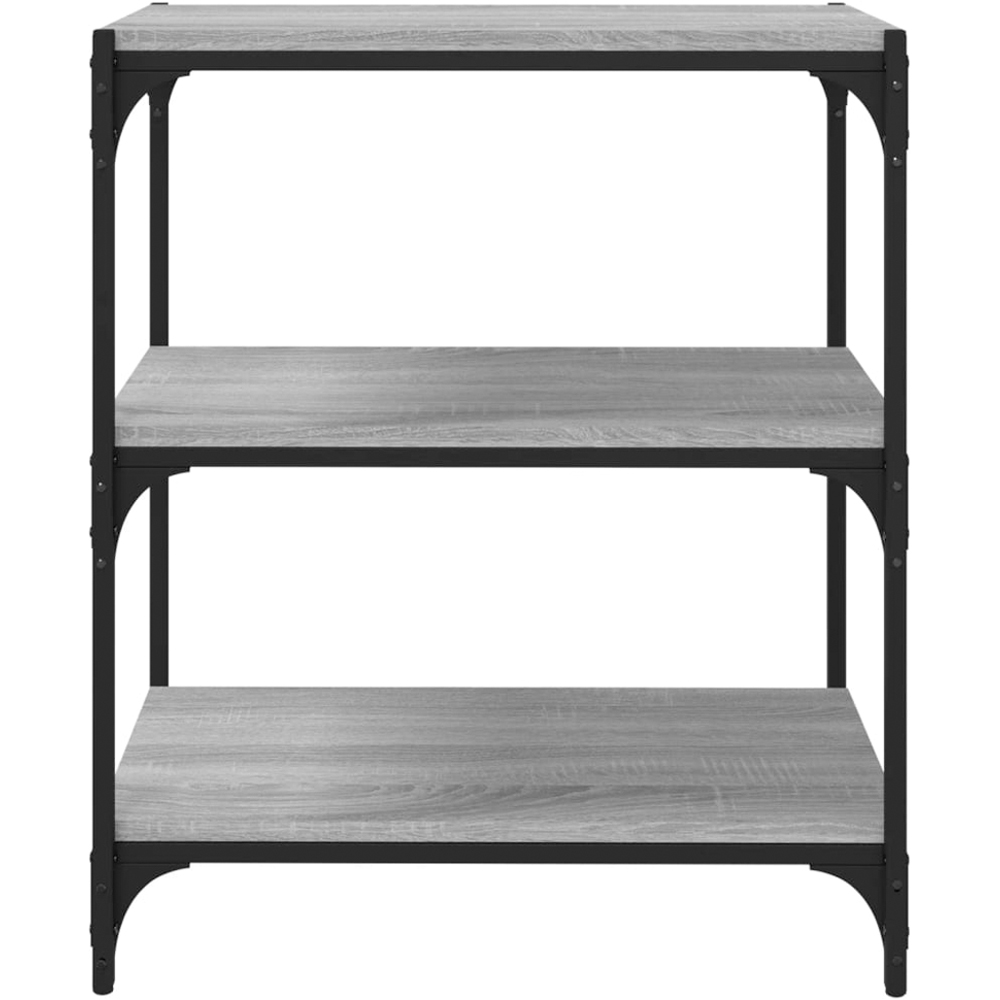 vidaXL 3 Shelf Grey Sonoma Wood and Steel Bookcase Image 3