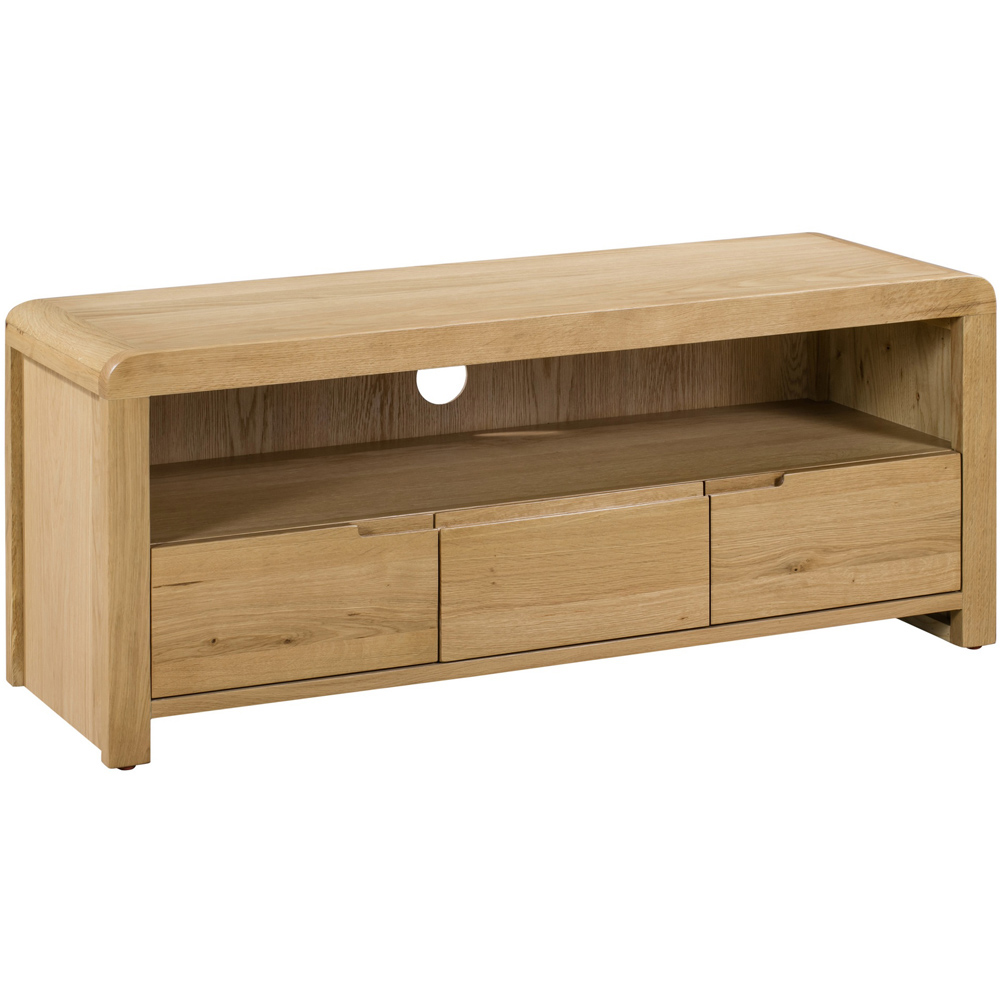 Julian Bowen Curve 3 Drawer Oak TV Unit Image 2