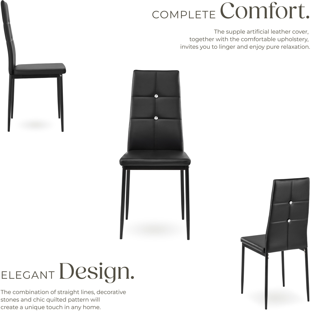 tectake Set of 8 Black Rhinestone Highlight Dining Chairs Image 4