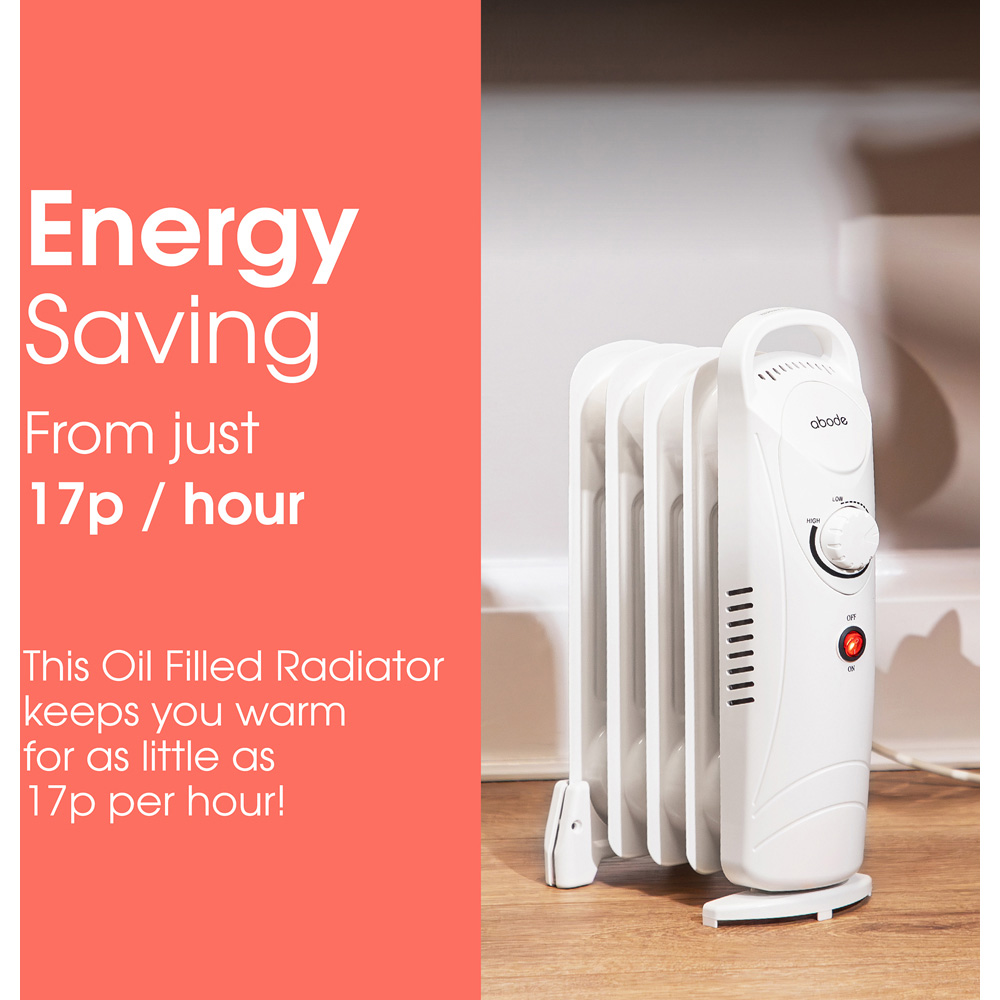 Abode AOFR5001 White 5-Fin Oil Filled Radiator 650W Image 3