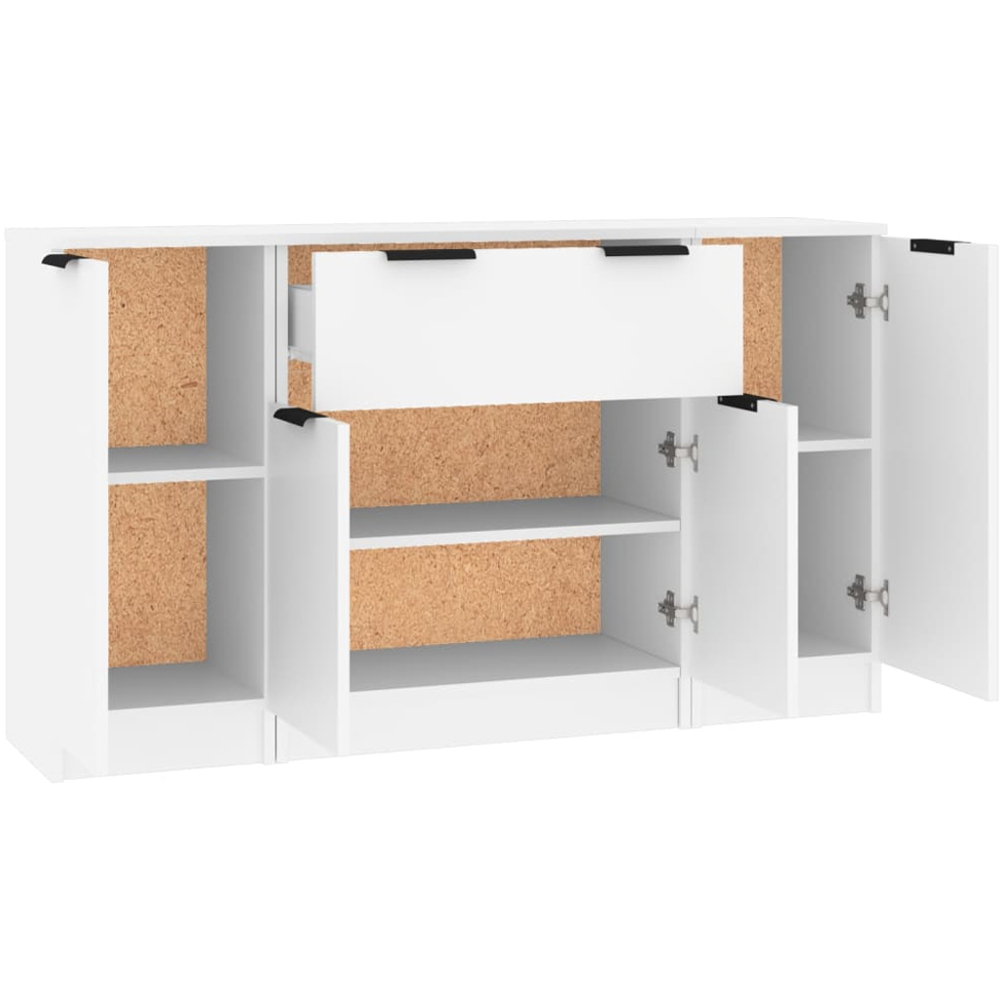 vidaXL 4 Door Single Drawer White Sideboard Image 5
