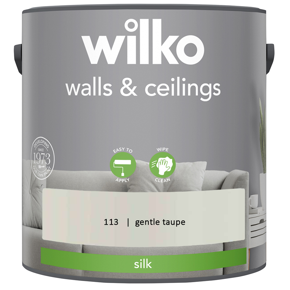 Wilko Walls & Ceilings Gentle Taupe Silk Emulsion Paint 2.5L Image 2