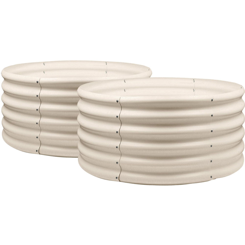 Harbour Housewares Ivory Round Raised Garden Bed 90 x 45cm 2 Pack Image 1