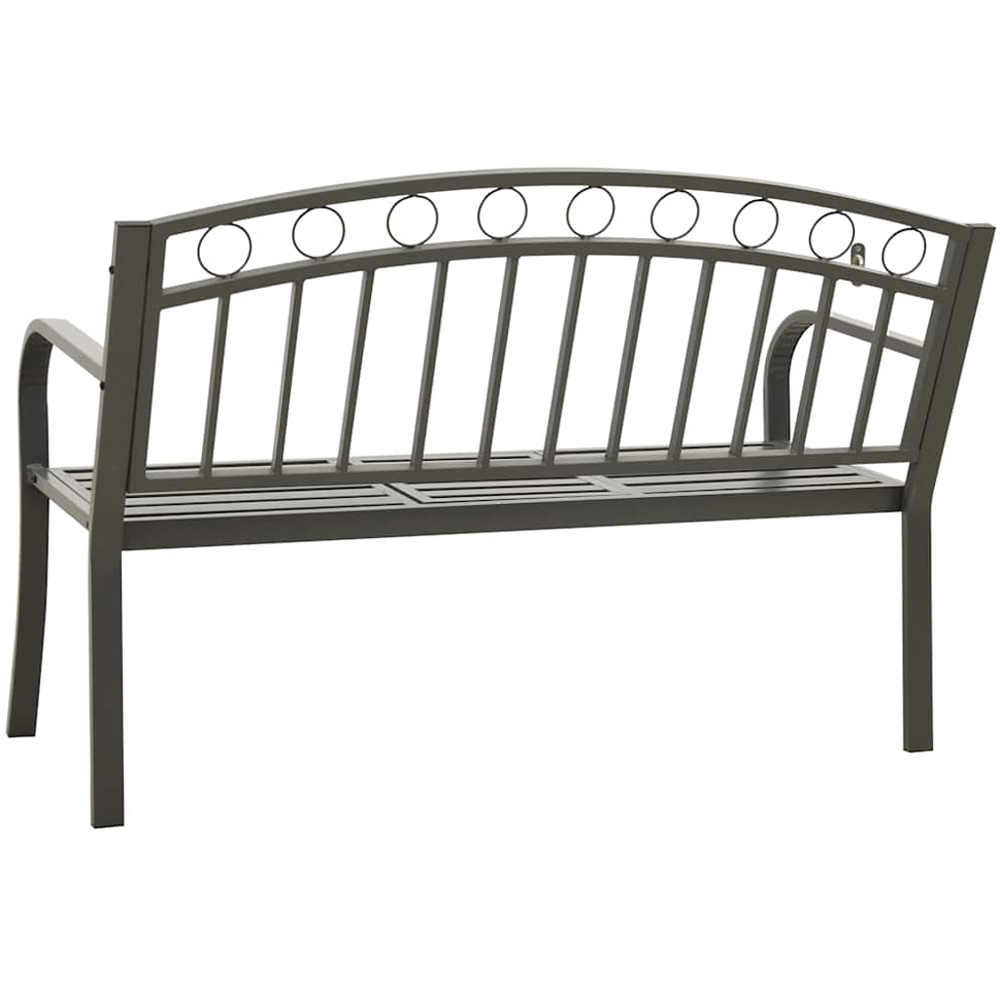vidaXL 2 Seater Grey Steel Garden Bench with Table Image 5