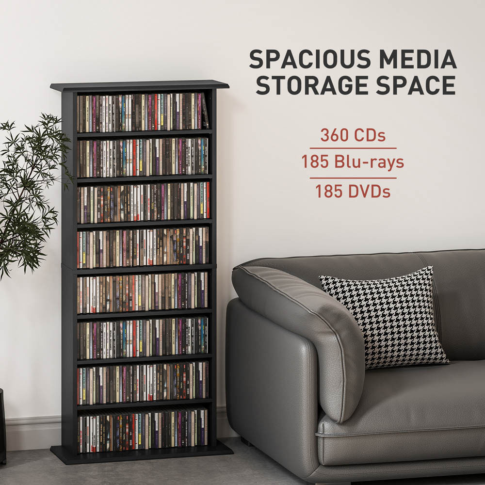 Portland 8 Shelf Black Media Storage Unit Image 7