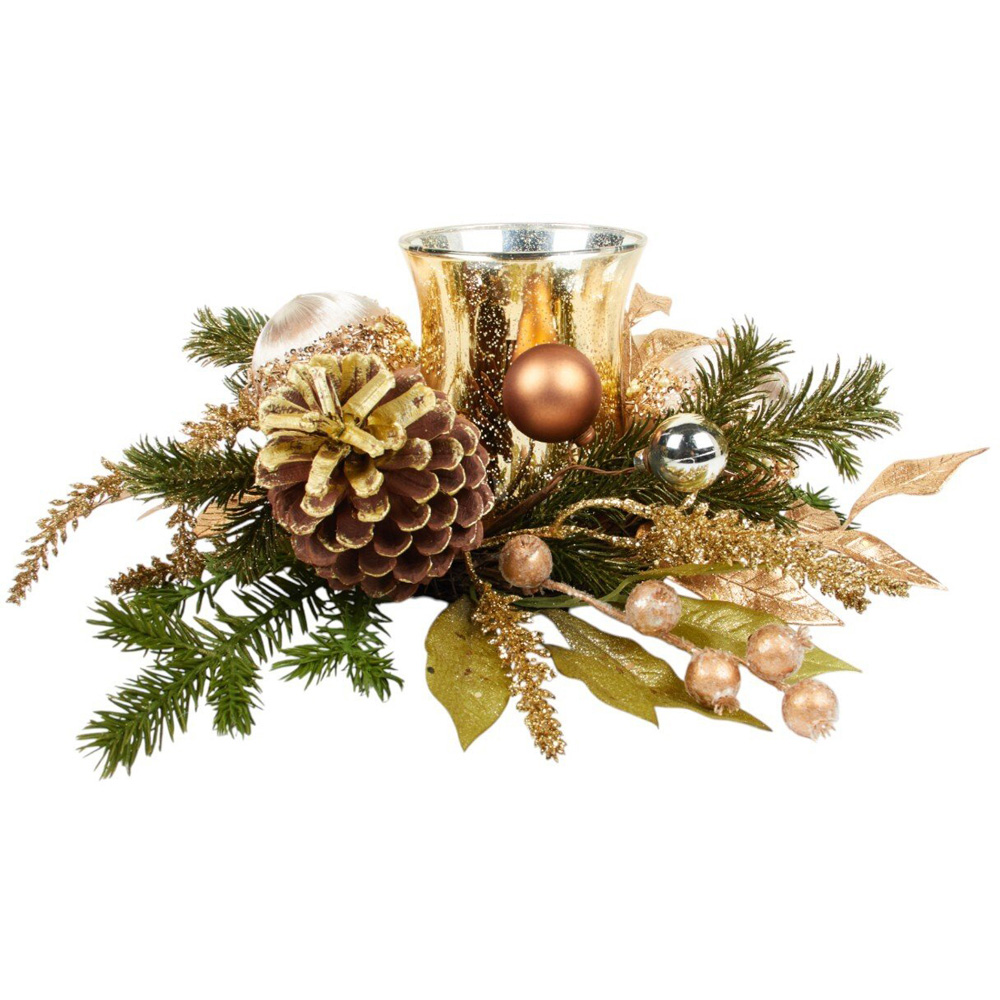 Pinecone and Bauble Candle Ring Gold Image 4