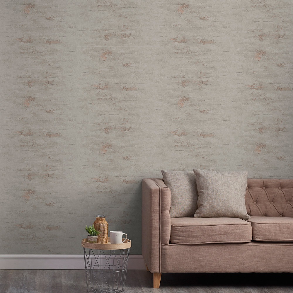 Grandeco Rocca Concrete Grey and Rose Gold Wallpaper Image 3