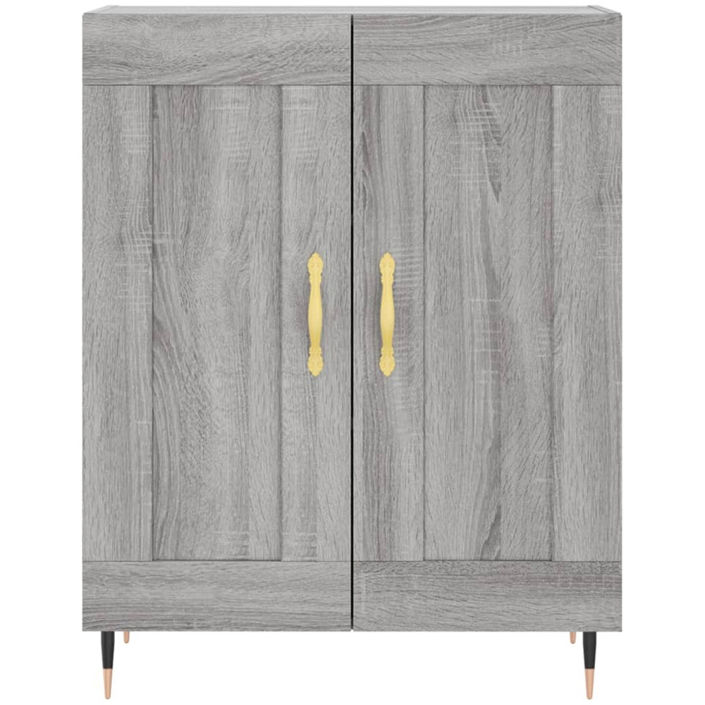 vidaXL 4 Door Grey Sonoma Highboard with Gold Handles Image 7