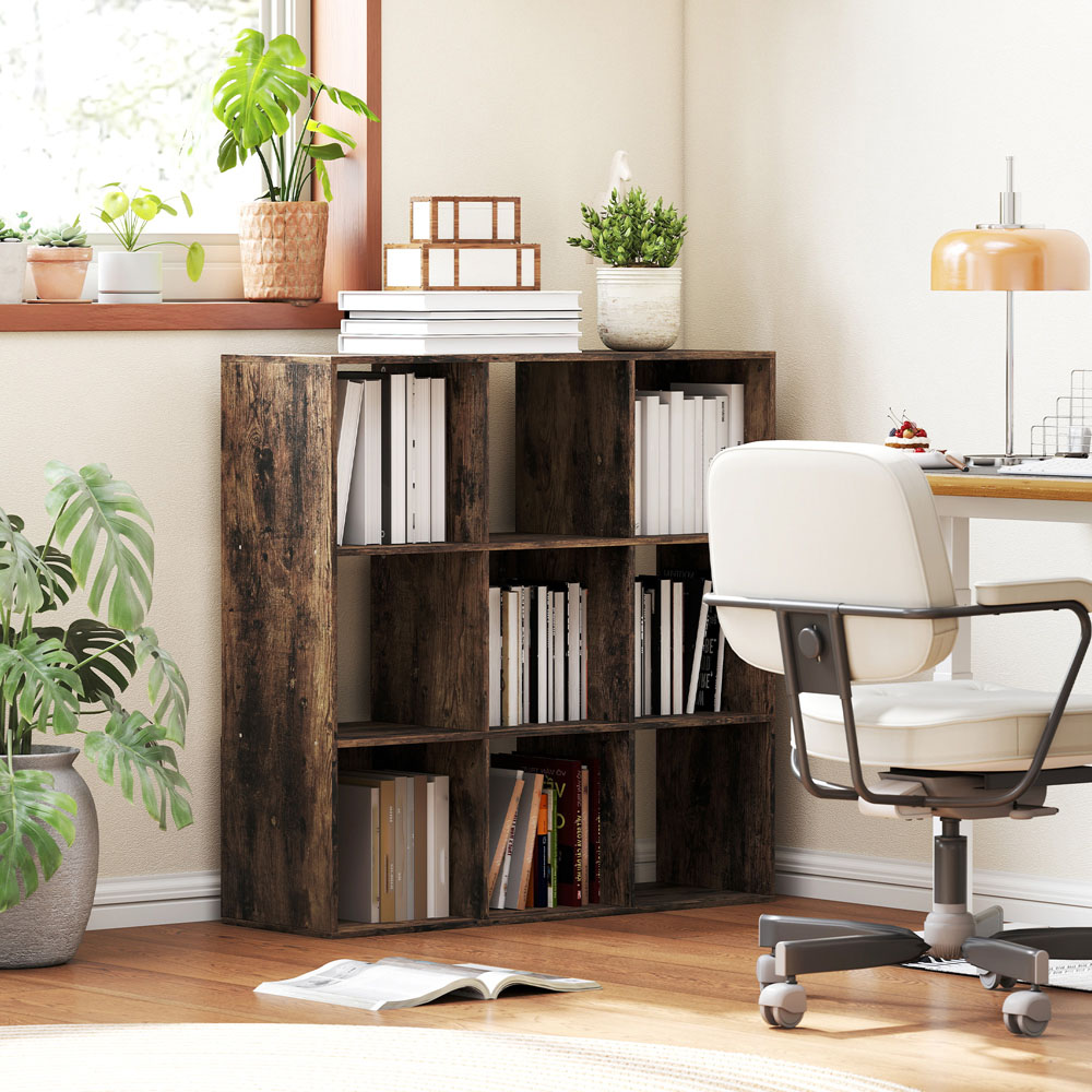 HOMCOM 9 Cube Rustic Brown Storage Unit Image 3