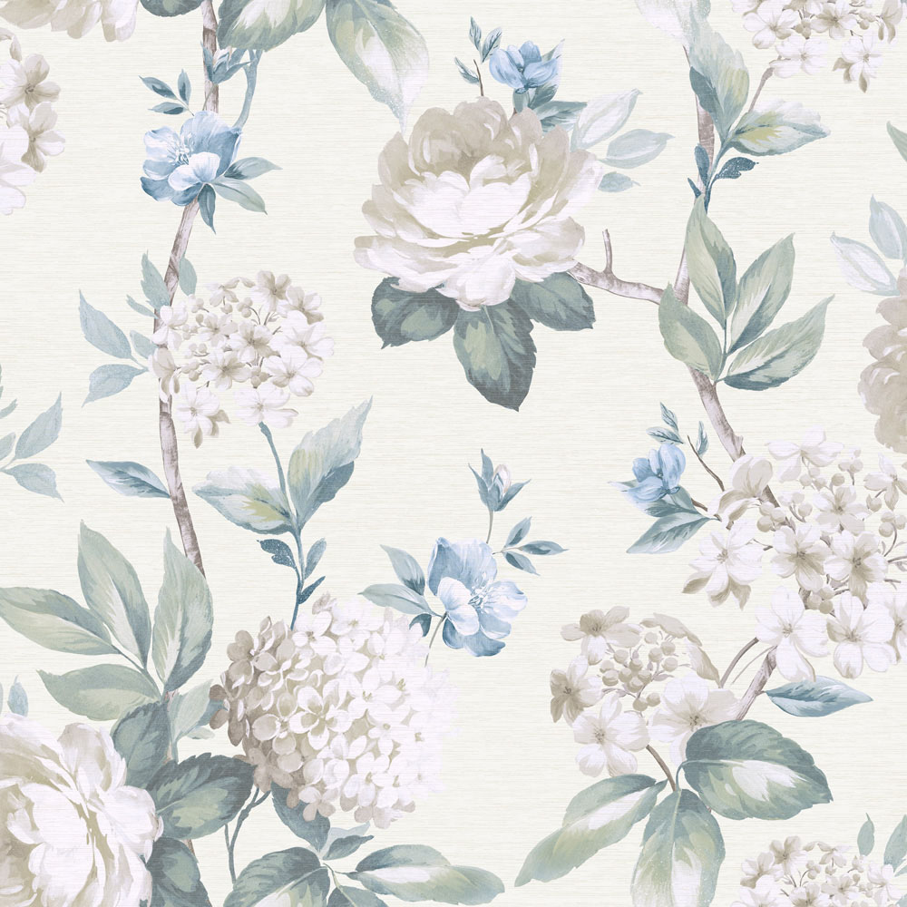Arthouse Keeka Floral Blue and Cream Wallpaper Image 1