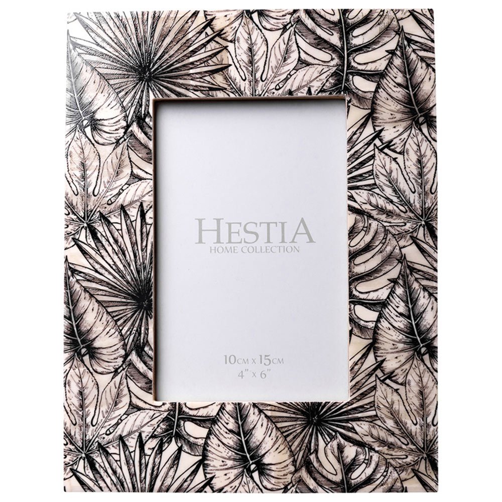 Hestia Foliage Print White Bone Photo Frame 4 x 6inch Image 1