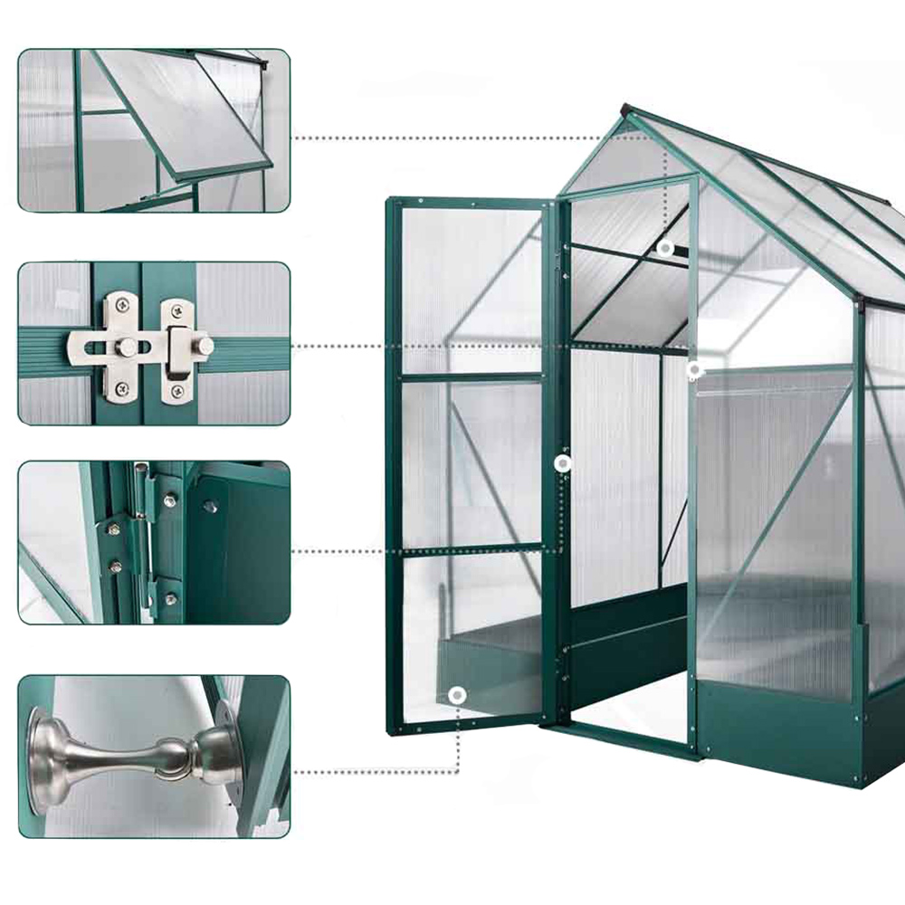 Outsunny Green Aluminium 6.2 x 6.2ft Walk In Greenhouse Image 8