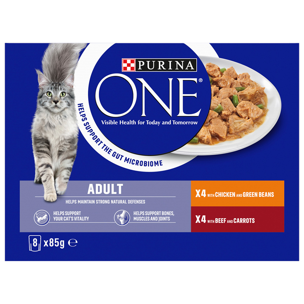 Purina ONE Chicken and Beef Adult Cat Food 8 x 85g   Image 2