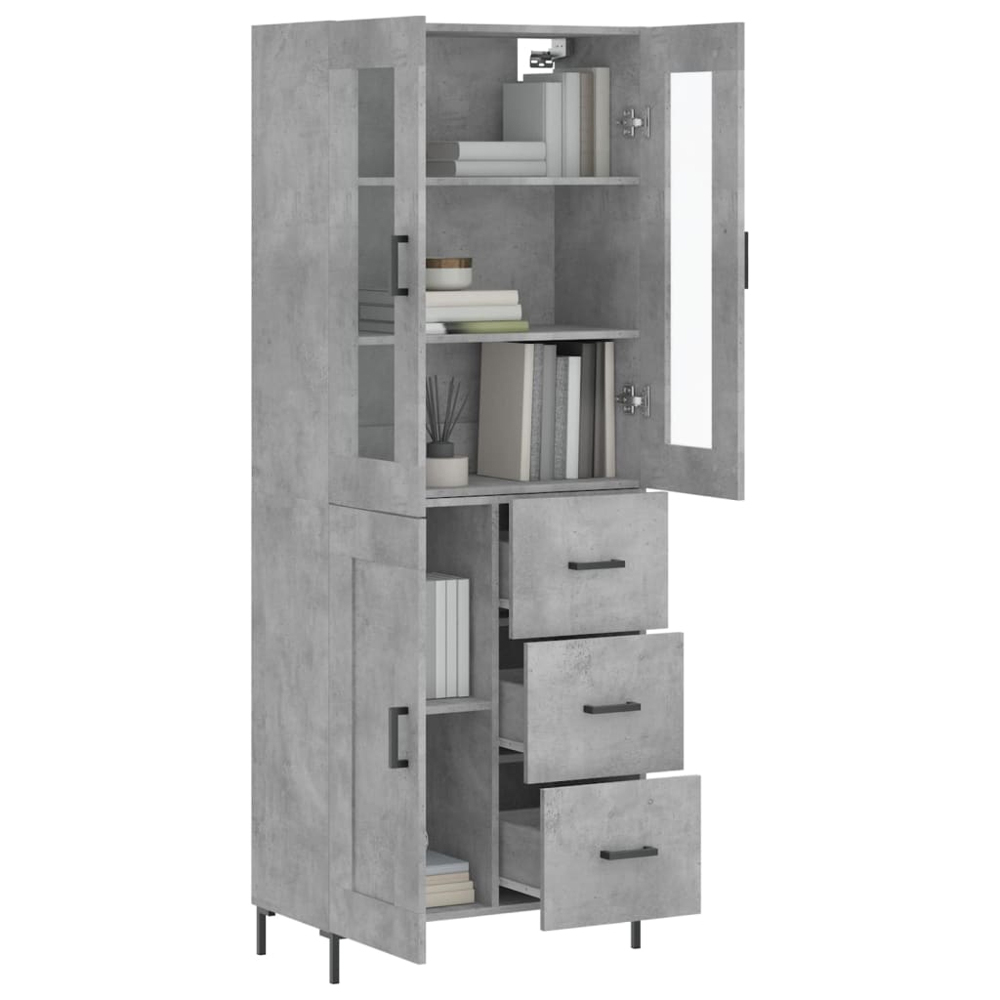 vidaXL 3 Door 3 Drawer Concrete Grey Highboard Image 3