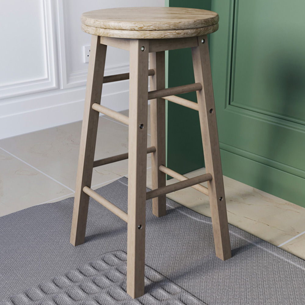 Chef Vida Pine Wooden Revolving Bar Stool Image 1