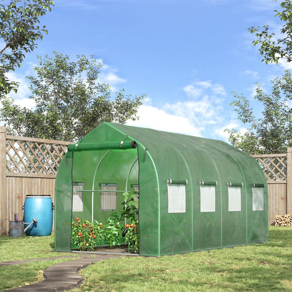 Outsunny Green 10 x 13ft Polytunnel Round Greenhouse Image 2