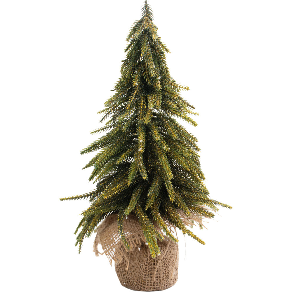 St Helens 35cm Green Gold Finish Mini Christmas Tree Image 1