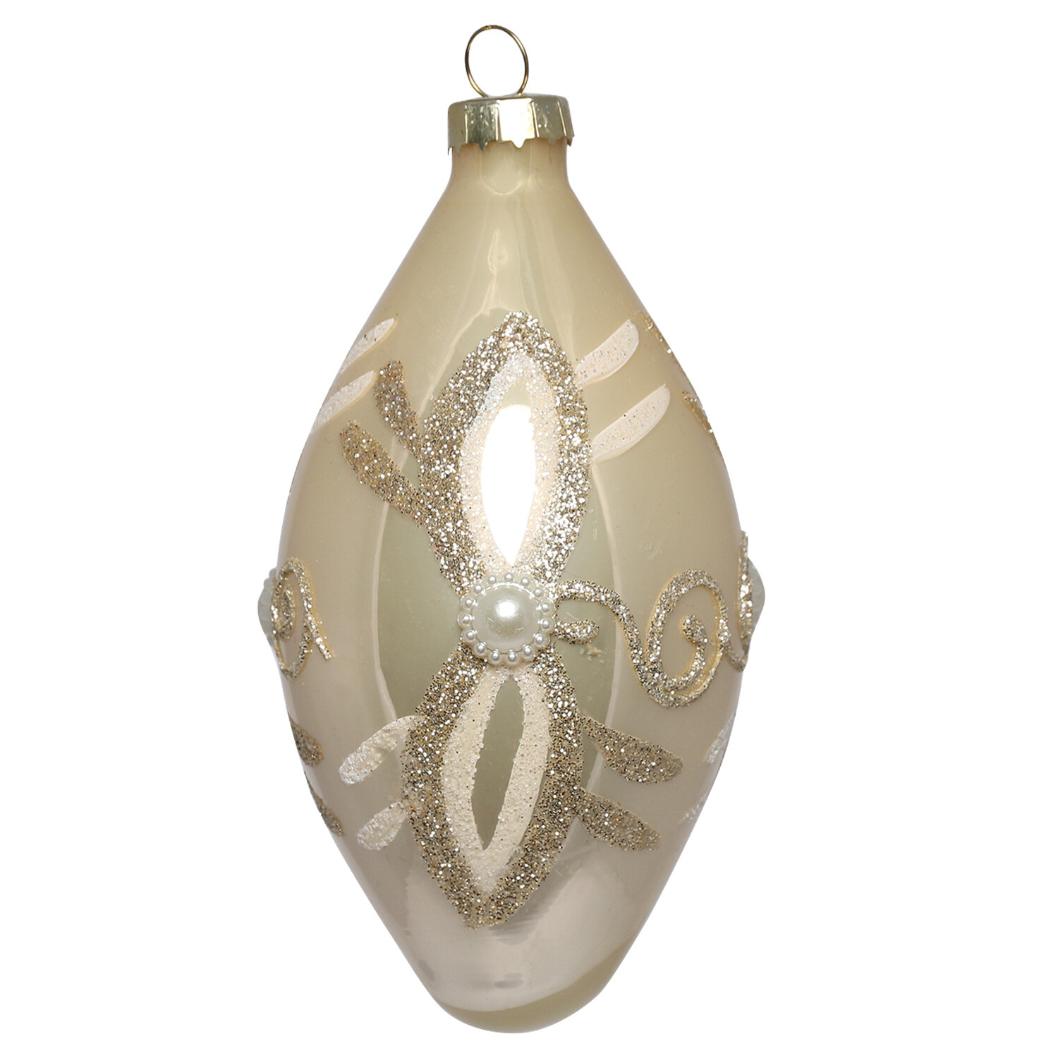 Single Grace and Glory Champagne Gold Glitter Bauble in Assorted styles Image 1