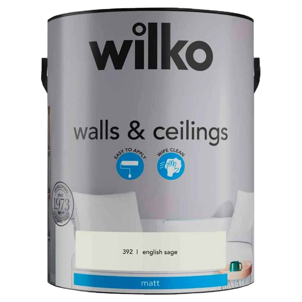 Wilko Walls & Ceilings English Sage Matt Emulsion Paint 5L Image 2