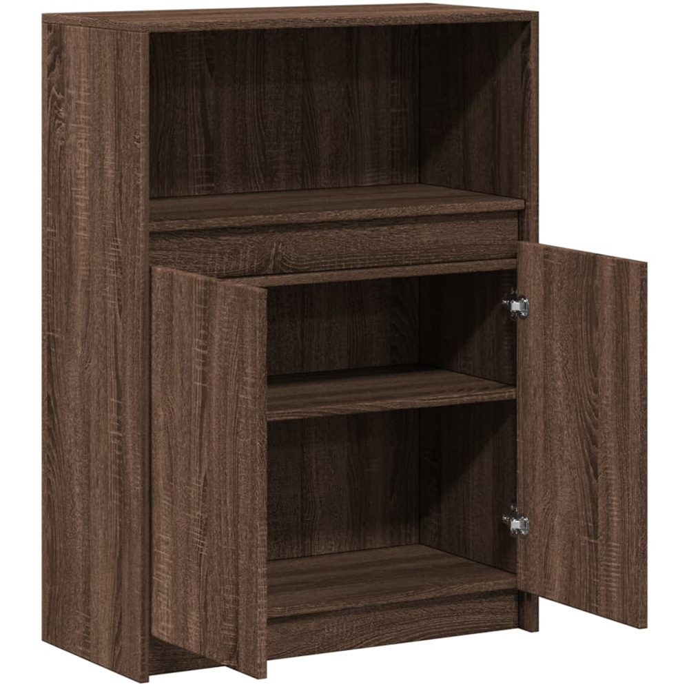 vidaXL 2 Door Single Open Shelf Brown Oak Sideboard with LED Lights Image 7