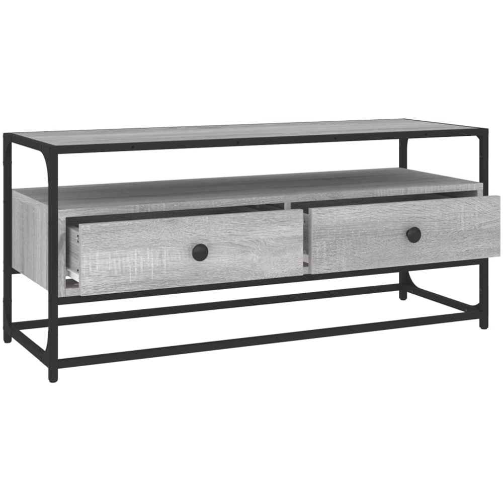 vidaXL Single Shelf 2 Drawer Grey Sonoma TV Cabinet Image 4