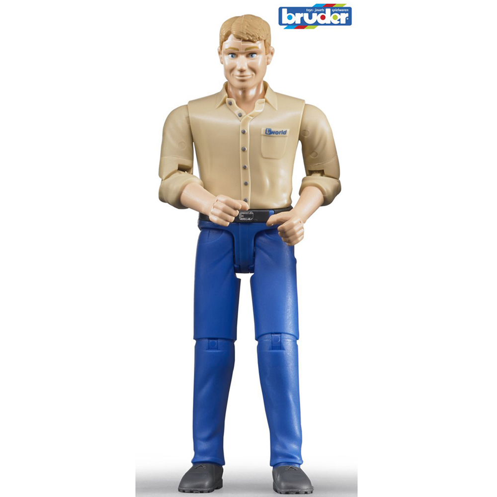 Bruder Bworld Light Skin Poseable Man Figure with Blue Jeans Image 2