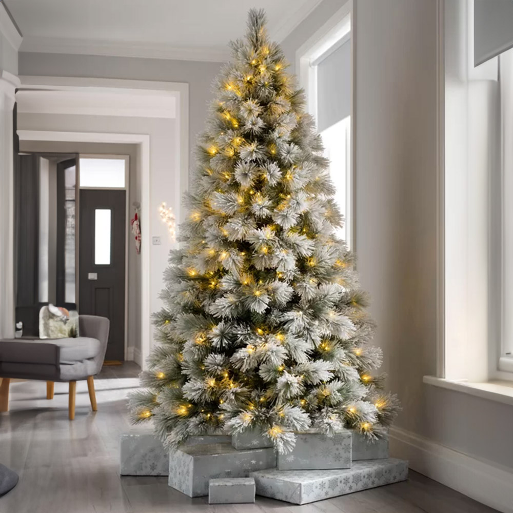 AMOS Pre Lit Silver Artificial Christmas Tree 6ft Image 2