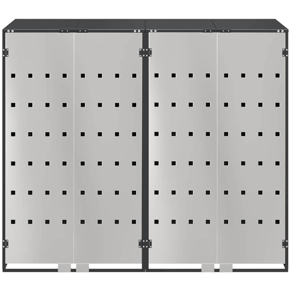 vidaXL Anthracite 2 Wheelie Bin Storage Shed with Stainless Steel Door Image 4
