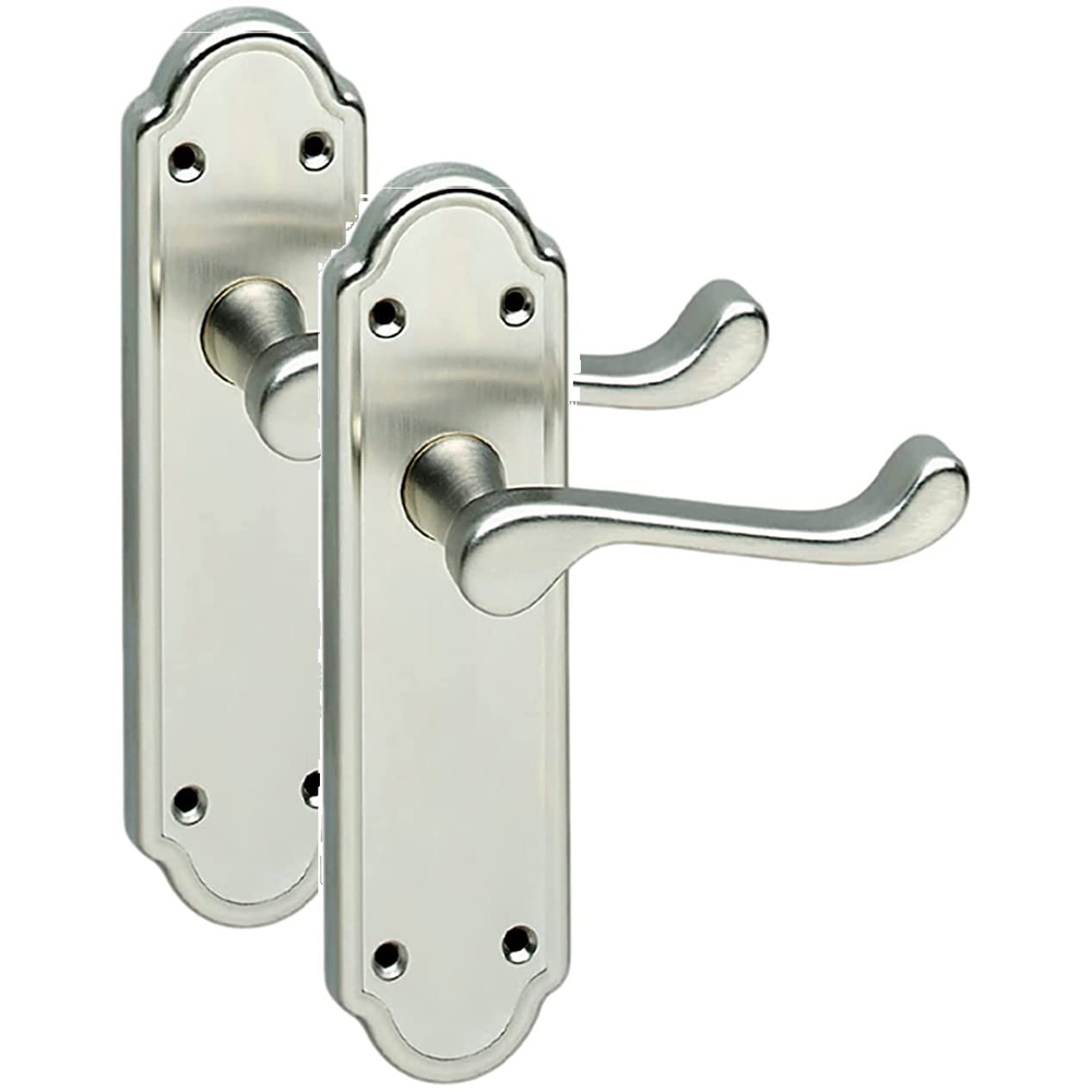 Golden Grace Satin Nickel Ashworth Victorian Latch Door Handle Set 6 Pack Image 2