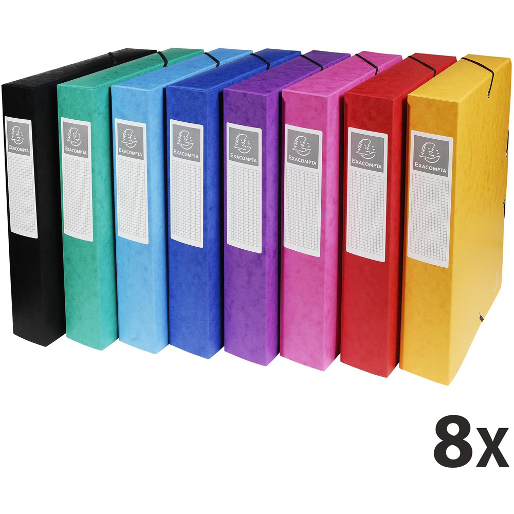 Exacompta A4 Multicolour Pressboard Box File 8 Pack Image 8