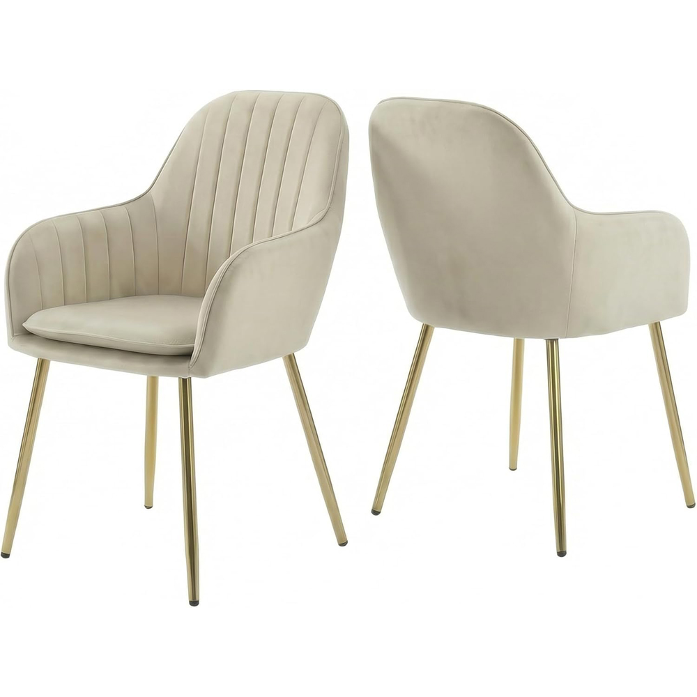 Alivio Set of 2 Cream Velvet Upholstered Dining Chairs Image 2