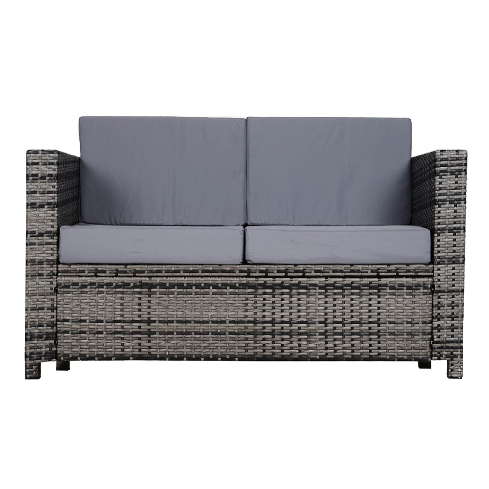 Outsunny 2 Seater Grey Rattan Sofa Image 3