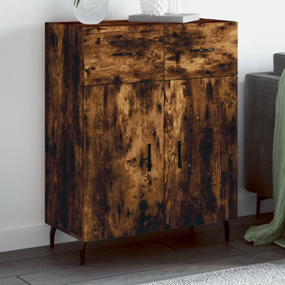 vidaXL 2 Door 2 Drawer Smoked Oak Sideboard Image 1