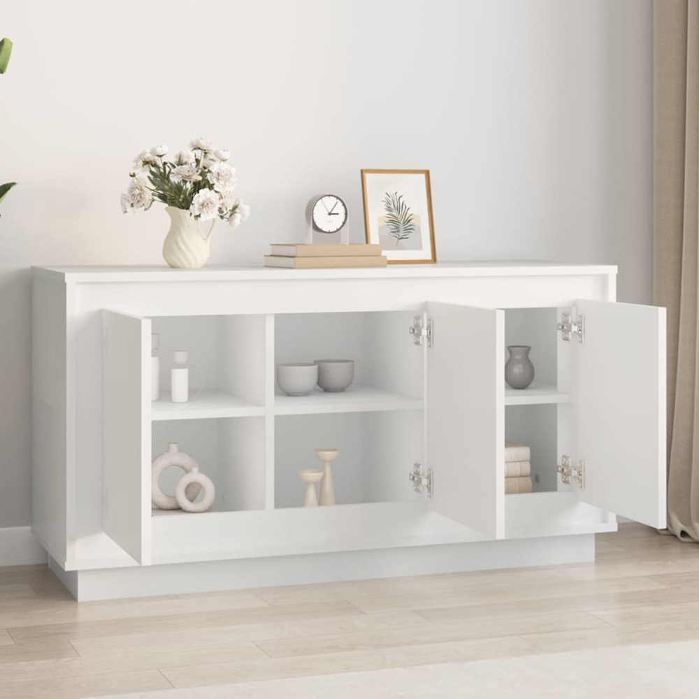 vidaXL 3 Door White Sideboard Image 1