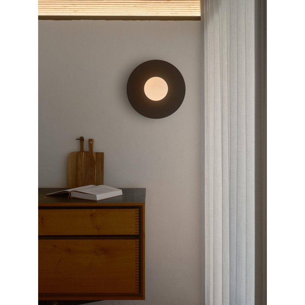 Nordlux Siona Black Round Opal White Glass Diffuser Ceiling Light Image 2
