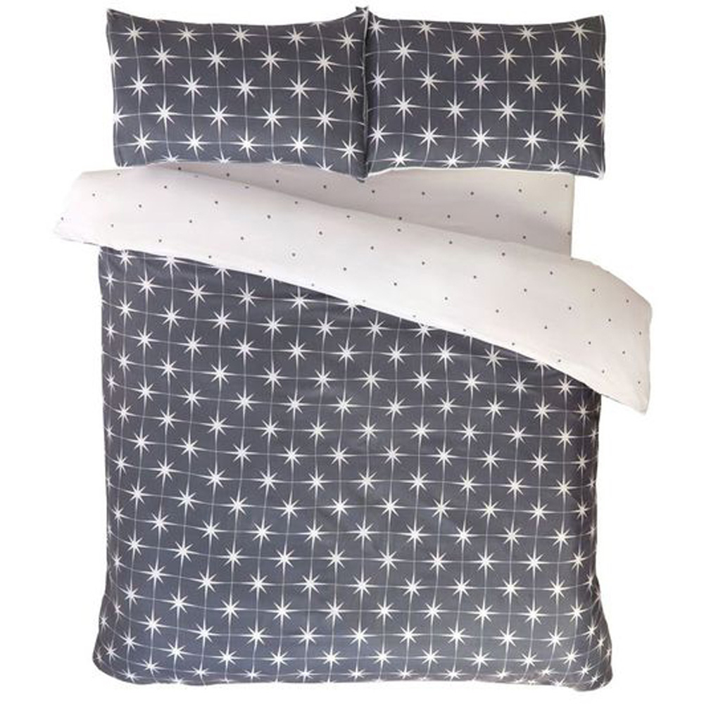 Serene Northern Stars Double Grey Microfibre Fabric Duvet Set Image 2