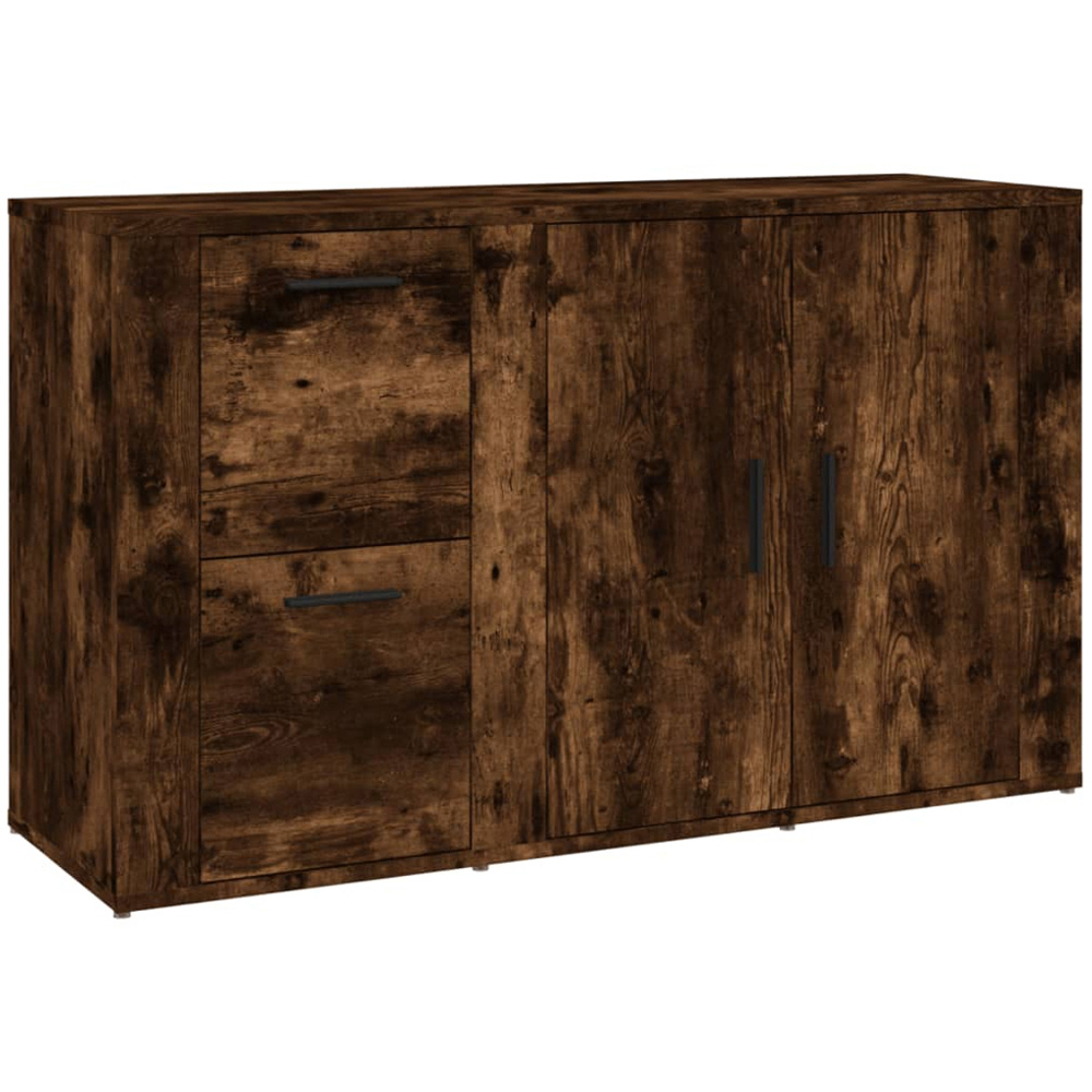 vidaXL 2 Door 2 Drawer Smoked Oak Sideboard Image 2