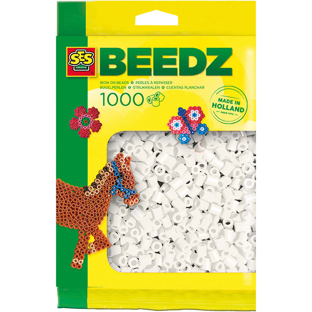 SES Creative Beedz White Iron On Beads 1000 Piece Image 1